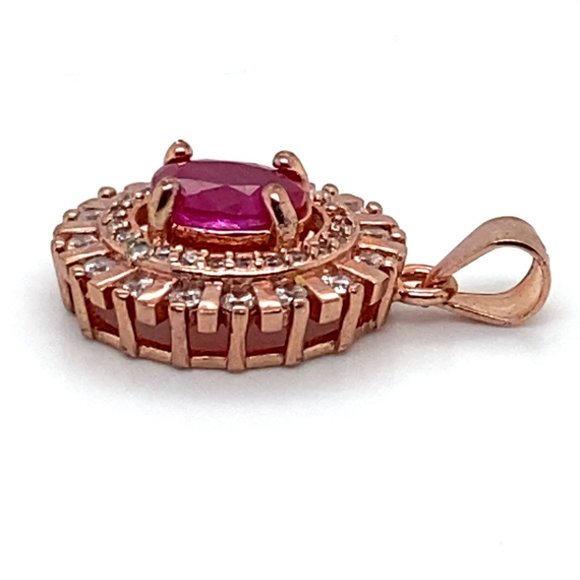 Jegdalek Ruby .94ct Rose Gold Finish Solid 925 Sterling Silver Pendant - Picture 4 of 8